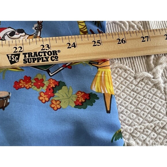 SSLR Christmas Hawaiian Santa Shirt Reindeer Tropical Button Up Blue Mens XL - Picture 5 of 12